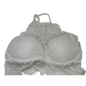 PINK by Victoria’s Secret Push-Up Bralette – White Floral Lace, Padded XS/TP